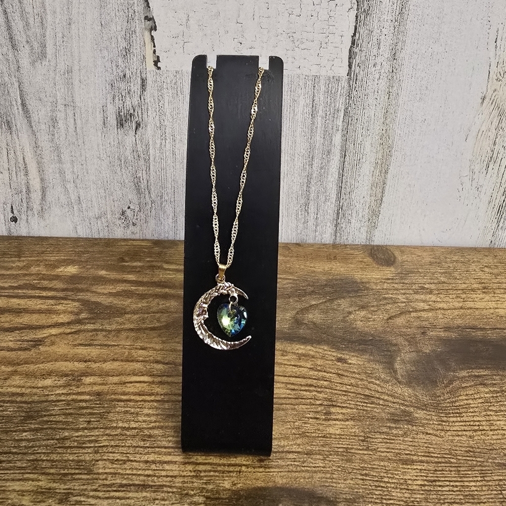 Gold Tone Crescent Moon Necklace